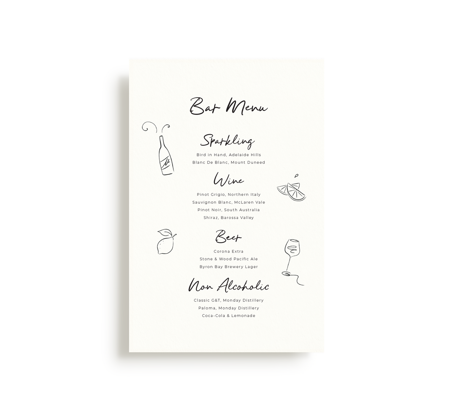 Illustrated Bar Menu - Digital (Print Yourself)