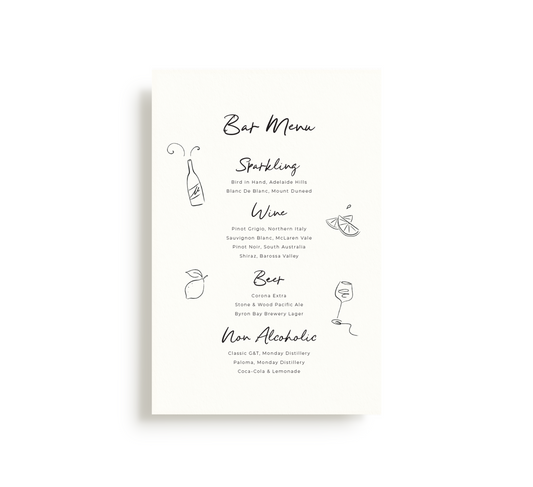 Illustrated Bar Menu - Digital (Print Yourself)