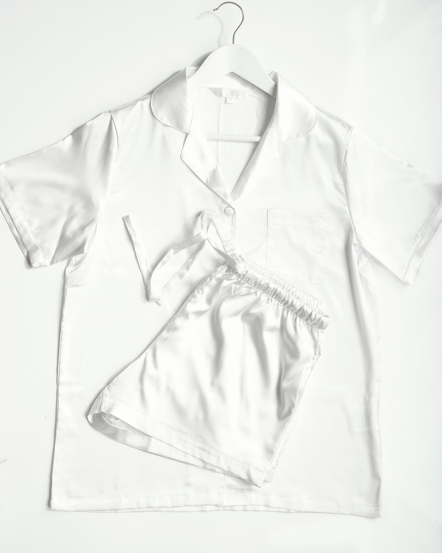 Short Sleeve Ball Button Pyjamas in White