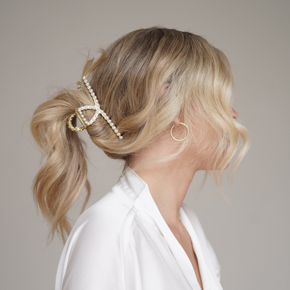 Gold Pearl Hair Clip