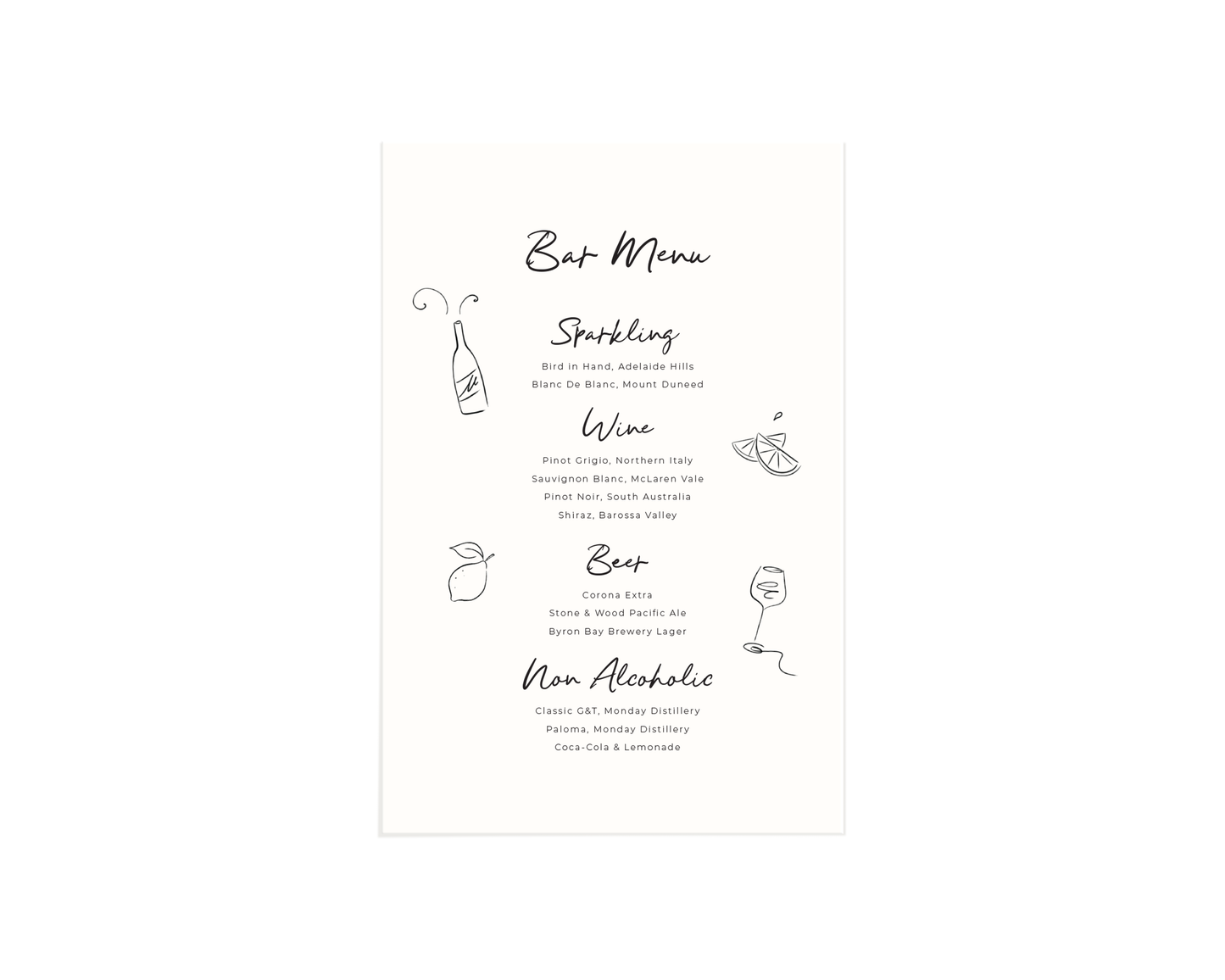 Illustrated Bar Menu - Digital (Print Yourself)