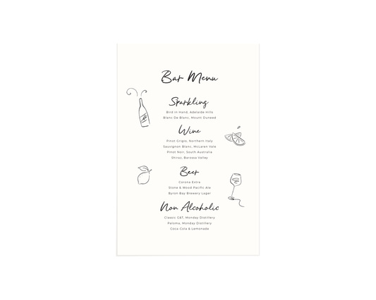 Illustrated Bar Menu - Digital (Print Yourself)