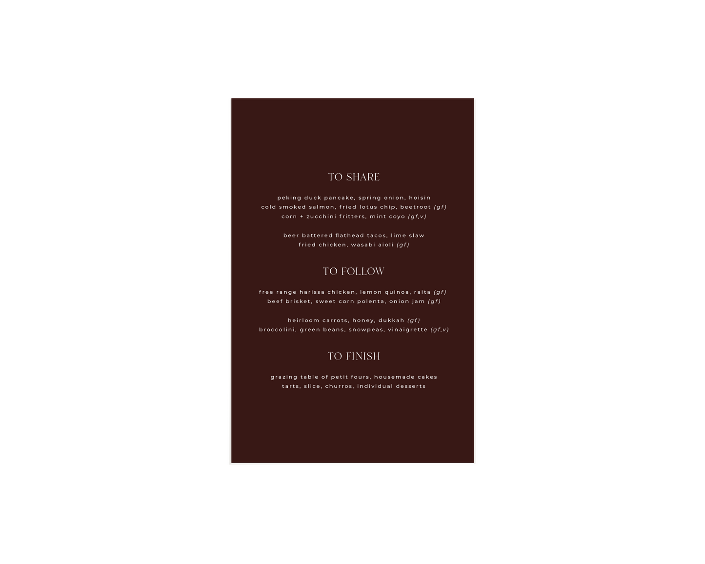 Personalised Brown Menu - Digital (Print Yourself)