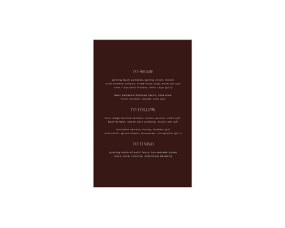 Personalised Brown Menu - Digital (Print Yourself)