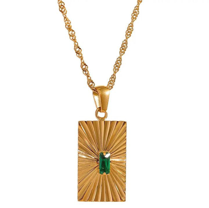 Emerald Gold Rectangle pendant